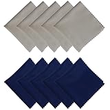 YPYMOD 10 Stück Brillenputztücher, 15x18cm Hochwertig Brillenputztuch für Kamera, Objektiv, Brillen, Bildschirme, Tablet (5Hellgrau+5Dunkelblau)