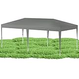 QEENTOE 3x6m Faltpavillon Winterfest Pavillon Höhenverstellbar Wasserdicht Pop-Up Partyzelt mit Tasche Bierzelt Faltpavillon Gartenpavillon für Hochzeiten Freien - ohne Seitenwände - Grau