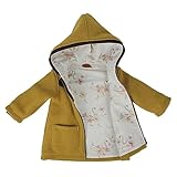 Lilakind“ Wollwalk Kinder-Mantel mit Taschen Walk Kapuzen Jacke Senfgelb Gr. 98/104 - Made in Germany