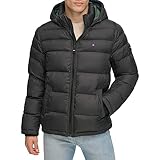 Tommy Hilfiger Herren Hooded Puffer Jacket Daunenalternative Oberbekleidung, Tiefschwarz, X-Large