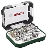 Bosch 26tlg. Schrauberbit- und Ratschen-Set (Extra harte Qualität, mit Adapter, Universalhalter, Zubehör Bohrschrauber und Schraubendreher)