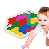 Tangram Sechseckiges Puzzle aus Holz - Sechseckiges Puzzle für Kinder und Erwachsene - Puzzlespiel Spielzeug für Familienfeiern, räumliche Vorstellungskraft