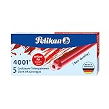 Pelikan 310623 Tintenpatronen 4001 Brilliant-Rot, Etui mit 5 Großraum-Patronen