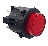Druckschalter PS18-16 Einbau ø 25mm 250V 16A rot, beleuchtet push-EIN push-AUS, Flachstecker 6,3mm