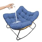 Generisch Schaukelstuhl,Schaukelsessel Wohnzimmer Outdoor Mit Gepolsterter, Moderner Schwingsessel Relaxsessel Lesesessel,Schwingsessel,Bis 150kg Belastbar Für Schlafzimmer Balkon,Denim Blue