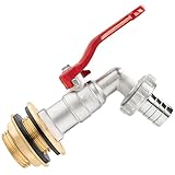 Poppstar Regentonnendurchführung mit Kugelauslaufhahn, 3/4 Zoll, Messing, inkl. Dichtung