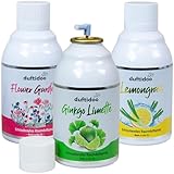 Duftidoo® Raumduftspray 'MIX: Lemongrass, Ginkgo Limette, Flower Garden' 3 Stück, Lufterfrischer mit natürlichem Duft für frische Luft & Wohlbefinden, Duftspray, Raumduft Nachfüller 243 ml