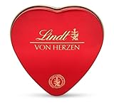 Lindt Schokolade Von Herzen | 30 g | 6 Pralinés in den Sorten Marc de Champagne, Coeur à L'Orange, Vollmilch mit Krokant, Orange Marzipan in schöner Herzdose | Pralinengeschenk | Schokoladengeschenk