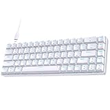 TMKB Mechanische Gaming Tastatur, T68se 60% Prozent Tastatur mit USB Kabel, Anti Ghosting QWERTY Layout Mini Red Switches Keyboard für PC Windows/Mac OS, Weiß