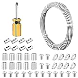 Abimars Drahtseil 2mm, 20m Drahtseil ummantelt,304 Edelstahl Seil mit Aluminiumhülsen,Edelstahlseil kann zum Litzenkern Aufhängen von Bildern,Kleiderschnur,Lichtleiter,Angeln