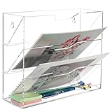 KOEMEHR Hängeregal mit 4 Ebenen, Acryl, A4, Wandmontage, Dokumentenhalter, vertikal, Zeitschriftensammler, Post-Organizer, Aufbewahrungsregal, Schreibtischbedarf, in Ablage für Büro, Zuhause