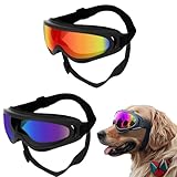FOSDICK 2Stück Hundebrille, Brille Hund UV-Schutz, Winddicht Hunde Brille, Sonnenbrille Hund mit Verstellbare Riemen, Hundesonnenbrille für Mittel Große Hunde, zum Autofahren,Outdoor-Aktivitäten,Farbe