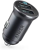 Anker 24W Car Charger Ladegerät, Mini Autoladegerät, 4.8A Duales USB Mit Blauem LED-Licht, Kompatibel Mit iPhone 16/15/14/13, iPad Pro/Air 2/Mini, Galaxy und Mehr