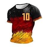Deutschland Herren T-Shirt EM 2024 Fußball Trikot mit Nummer Tshirt Deutschland Fanartikel T-Shirts für Herren Kurzarm Rundhals Sommer Jacke