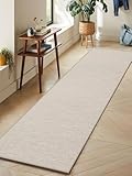 LEKEEPGO Flur Teppich Läufer 65x240cm, Waschbarer Teppich Flur, Läufer Flur, Küchenteppich Waschbar rutschfest, Küchenläufer rutschfest, Saugfähig Teppichläufer für Küche, Flur, Waschküche, Beige