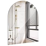ROYUEXT Bogenspiegel selbstklebend fürs Badezimmer, 40×30cm rahmenloser Wandspiegel HD Bilder, dekorativer Wandspiegel für Wohnzimmer, Gäste-WC, Schlafzimmer, DIY