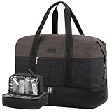 LOVEVOOK Reisetasche Weekender Herren Groß, 56L Handgepäck Tasche Für Flugzeug, Sporttasche Duffle Bag Travel Bag Kliniktasche Geburt Damen mit Schuhfach Für Reisen Gym Canvas Grau Schwarz