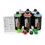 Montana Black Sprühdosen Set, Pocket Cans in 6 Farben + 10 Ersatzsprühköpfe - 6 x 150ml kleine Dosen