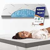 nøvera® Gel Topper 140x200cm | Deluxe Gelschaum Topper RG 50 | 7-Zonen Matratzentopper 140x200cm - Hochwertige Bio-Baumwolle | 6cm Matratzenauflage 140x200 | Matratzen Topper 140x200 Mattress Topper