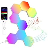 Kangtaixin LED Sechseck Gaming Wandleuchte – 8 Stück RGB Hexagon Panels, Musik-Sync & App-Steuerung, Modulare Wandbeleuchtung für Gamer Zimmer, Wohnzimmer, Wanddeko und Zimmer Deko