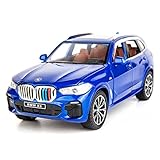 TGRCM-CZ BMW X5 SUV-Modellauto, 1:24, Zinklegierung, Rückzieh-Spielzeugauto mit Sound und Licht für Kinder, Jungen, Mädchen, Geschenk (blau)