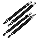 CATIEBYE Strumpfhalterclips aus Metall Verstellbar 2 Paar mit Entenschnabelclip Schwarz Langlebig und rutschfest für Strümpfe und Socken in Wäschekammer