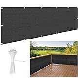 Wzmazingly Höhe 40/50/60cm Klein Balkon Sichtschutz, Schmaler Sichtschutz Zaun, 90% Blockierung, HDPE Antialterung Für Balkon Geländer Draussen (Color : Black, Size : 60x1500cm)