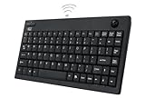 Adesso WKB-3100UB 2,4 GHz RF Wirelss Mini-Tastatur, integrierter optischer Trackball mit USB-Mini-Empfänger und Empfängertasche, Schwarz