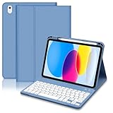 Hofsos Schutzhülle mit Tastatur für iPad A16 11. Generation 2025, 11 Zoll, UK-Layout, Tastaturhülle für 10. Generation 2022, 27,7 cm, magnetische, abnehmbare Tastaturabdeckung und Stifthalter, für