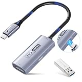 Guermok USB 3.0 Video Capture Karte mit PD 100W Fast Charge 1080P 60FPS HDMI zu USB-A/C Capture Karte mit Typ C Adapter, Capture Geräte für MacOS/Switch/PS4/PS5, Live Gaming Streaming-Silver