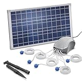 esotec Solar Teichbelüfter Belüftungspumpe Sauerstoffpumpe 25/6000 PROFESSIONAL | 5x LUFTAUSGÄNGE Komplettset Teichpumpe solar Luftpumpe für Gartenteich Teich-Zubehör | 5x120l/h 101076