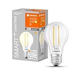 LEDVANCE Smarte LED-Lampe mit WiFi Technologie, Sockel E27, Dimmbar, Warmweiß (2700 K), ersetzt Glühlampen mit 60 W, SMART+ WiFi Classic Dimmable, 1er-Pack