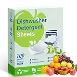 100 Pcs Spülmittel Blätter Biologisch Abbaubar Spülmaschinen Blätter Spülmaschinenblätter Geschirrspülblätter, Für Entfernt Rückstände Fett Unangenehme Gerüche Ohne Chemie Frischer, Apfelduft