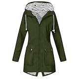 Generisch Damen Reißverschluss Damen Hardshell Outdoor Wanderjacke mit Kapuze (Army Green, XL)