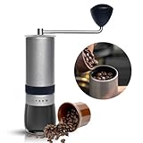 Jemora Manuelle Kaffeemühle, CNC-gesteuerte Handkaffeemühle aus Edelstahl, 5 einstellbare Einstellungen, tragbare Handkurbel-Kegelmühle für Filterkaffee/Espresso/French Press, perfekt für das Homeoffi