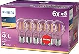 Philips LED Classic E27 Filament Lampen 6-er Pack (40 W), LED Lampen mit warmweißem Licht, energiesparende LED Beleuchtung mit langer Nutzlebensdauer, Warmweiß