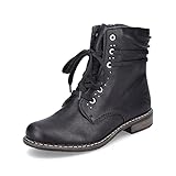 Rieker Damen Schnürstiefeletten 71218, Frauen Stiefeletten,schnürboots,reißverschluss,Boots,Stiefel,Bootee,Booties,schwarz (00),38 EU / 5 UK