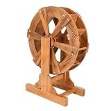 Selbstdrehender Holzbrunnen mit Ständer, Gartendekoration, kleines Pool-Wasserspiel für den Hinterhof (80 cm)