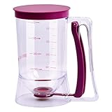 Vesaneae Teigportionierer mit Deckel und Skala, Kuchen Teigspender, Waffeln Teigspender, Backen DIY Werkzeug Wird Verwendet, um Kuchen, Pfannkuchen, Muffins - 900ml Volumen - Glasklarer Kunststoff