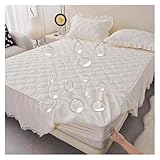 Wasserdichter Matratzenschoner mit Bettrock Einzel/Doppel/Kinder/Damen/Schwangere Slip-on Matratzenbezug Abnehmbarer Schoner Matratze Verdicken Gesteppte Matratzenbezug(Weiß,90 * 200cm)
