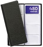 Praknu Visitenkarten Aufbewahrung für 480 Karten - Platzsparende Visitenkartenmappe für Büro - Visitenkartenetui Flach