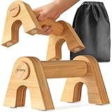 Praknu Liegestützgriffe aus Holz - 2x 𝗚𝗲𝗹𝗲𝗻𝗸𝘀𝗰𝗵𝗼𝗻𝗲𝗻𝗱𝗲 & Rutschfeste Paralletes mit Tasche - Ergonomische Push Up Bars für Calesthenics, Handstand & Liegestütze - Für Zuhause & Outdoor