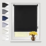 Eurohome Verdunkelungsrollo Thermo Rollo 75x130cm (Stoffbreite 71 cm) Schwarz Klemmfix ohne Bohren mit gleichfarbige Beschichtung Seitenzugrollo Oeko-TEX Standard 100 Klemmrollo für Fenster & Tür