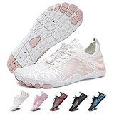 Hike Barfußschuhe Damen Herren Pro Wasserschuhe Breite Zehenbox rutschfest Unisex Athletic Outdoor Laufschuhe, Fm001-white-pink, 11-11.5 Wide Women/9-9.5 Wide Men