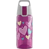SIGG VIVA ONE Hearts Kinder Trinkflasche (0.5 L), schadstofffreie Kinderflasche mit auslaufsicherem Deckel, einhändig bedienbare Wasserflasche
