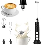 USB Wiederaufladbarer Hand-Milchaufschäumer - Elektrischer Kaffee-Aufschäumer mit 3 einstellbaren Geschwindigkeiten und Edelstahl-Schneebesen, ideal für Latte, Cappuccino, heiße Schokolade,