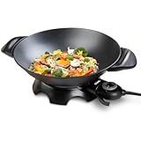 DOMO DO8708W Elektrischer Wok - Mit Glasdeckel - 5 Liter - Schwarz