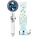 Avilia Duschkopf mit Wassereinsparung und integriertem Propeller, universell für Badewanne und Dusche, 3 Filter enthalten, aus verchromtem ABS, 8 x 25 x 4 cm