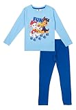 Paw Patrol Schlafanzug für Jungen - Kinder Pyjama Set Langarm Oberteil mit Hose Blau (DE/NL/SE/PL, Numerisch, 110, 116, Regular, Blau)