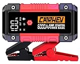 CARHEV Starthilfe Powerbank für pkw, 6000A Spitzenstrom Auto Starthilfe Powerbank, 12V Starter Powerbank(Bis zu 10L Benzin und 10L Diesel) Tragbarer Batterie Booster Jump Starter mit LED Taschenlampe